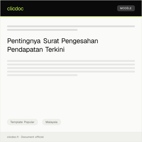 Document preview: Surat Pengesahan Pendapatan Terkini — Template Popular, Malaysia