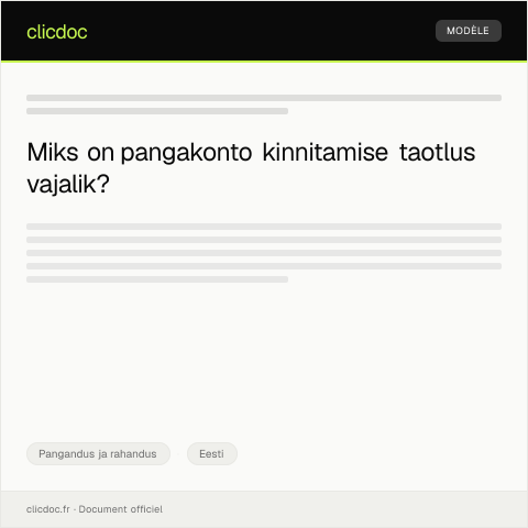 Document preview: Pangakonto kinnitamise taotlus — Pangandus ja rahandus, Eesti