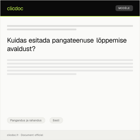 Document preview: Pangateenuse lõppemise avaldus — Pangandus ja rahandus, Eesti