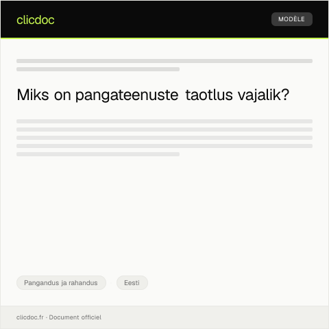 Document preview: Pangateenuste kasutamise taotlus digitaliseeritud — Pangandus ja rahandus, Eesti