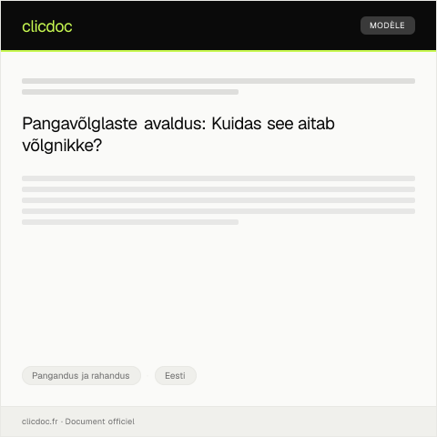 Document preview: Pangavõlglaste avaldus — Pangandus ja rahandus, Eesti