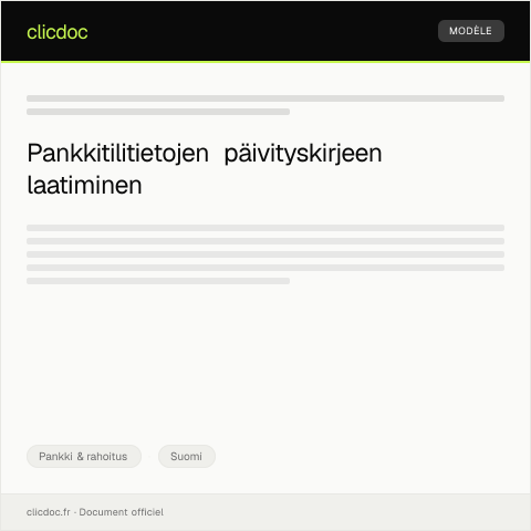 Document preview: Pankkitilitietojen päivityskirje — Pankki & rahoitus, Suomi