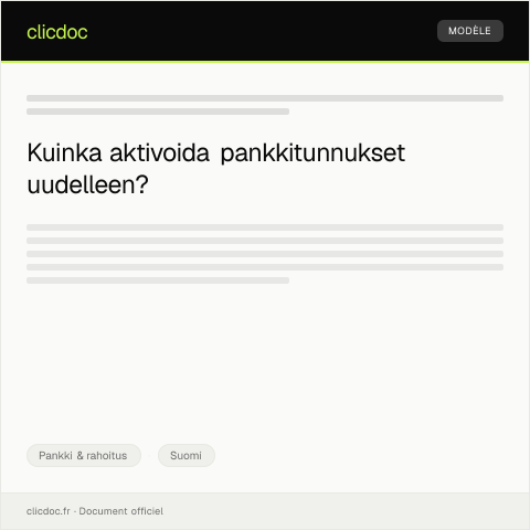 Document preview: Pankkitunnusten uudelleenaktivointi — Pankki & rahoitus, Suomi