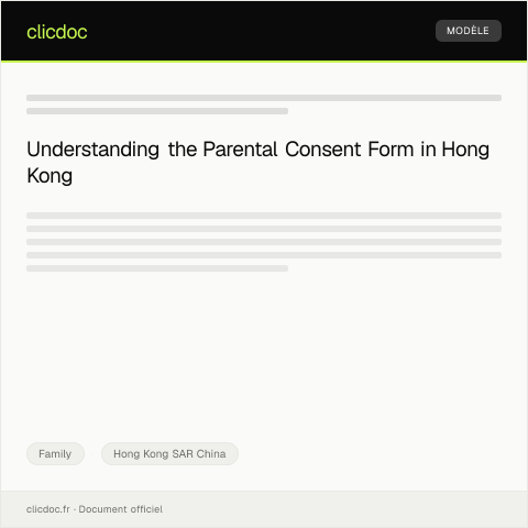 Document preview: Parental Consent Form 父母同意書 — Family, Hong Kong SAR China