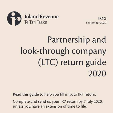 Document preview: Partnership and look-through company return guide — Income tax, New Zealand (CERFA n°IR7G)