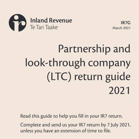 Document preview: Partnership and look-through company return guide — Income tax, New Zealand (CERFA n°IR7G)