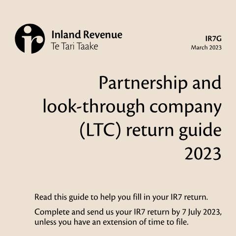 Document preview: Partnership and look-through company return guide — Income tax, New Zealand (CERFA n°IR7G)