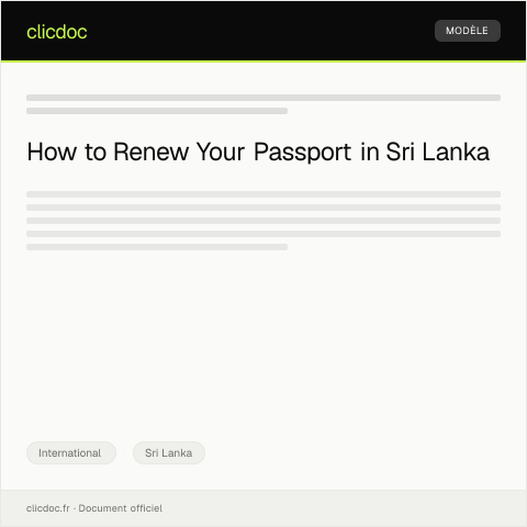 Document preview: Application for Passport Renewal from Department of Immigration and Emigration — International, Sri Lanka
