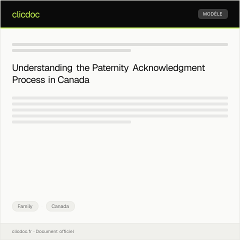 Document preview: Paternity Acknowledgment Form / Formulaire de reconnaissance de paternité — Family, Canada