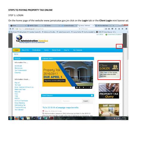 Document preview: Pay Property Tax Online — Document, Jamaica (CERFA n°Pay+Property+Tax+Online+300516)