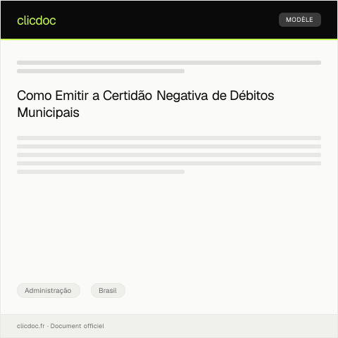 Pré-visualização do documento Pedido de emissão de certidão negativa de débitos municipais — Administração, Brasil