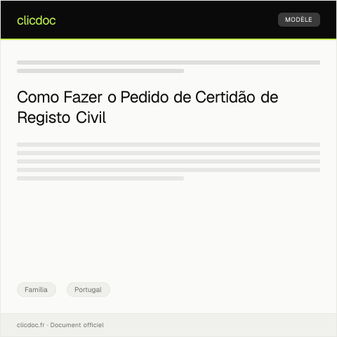 Pré-visualização do documento Modelo de Pedido de Certidão de Registo Civil — Família, Portugal