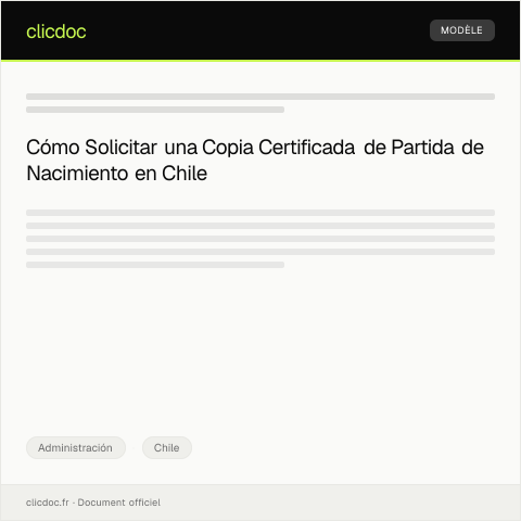 Vista previa del documento Pedido de copia certificada de partida de nacimiento en el Registro Civil — Administración, Chile