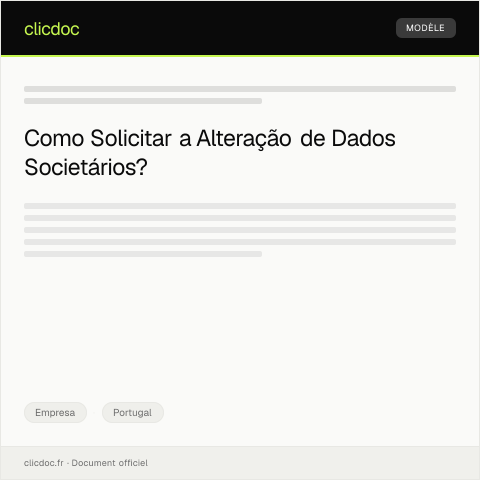 Pré-visualização do documento Pedido de alteração de dados societários — Empresa, Portugal
