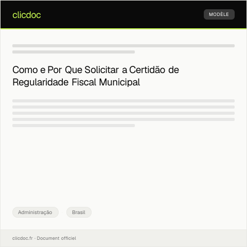 Pré-visualização do documento Pedido de certidão de regularidade fiscal municipal — Administração, Brasil