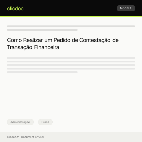 Pré-visualização do documento Pedido de Contestação de Transação Financeira Suspeita — Administração, Brasil
