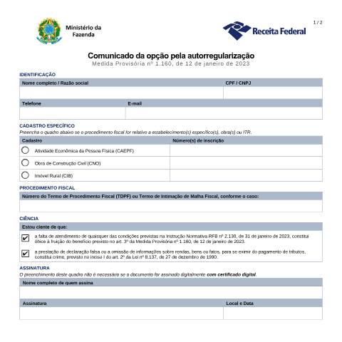 Pré-visualização do documento Pedido de opção pelo pagamento sem multa (PRLF) — Impostos, Brasil