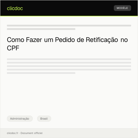 Pré-visualização do documento Pedido de retificação de cadastro no CPF — Administração, Brasil