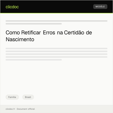 Pré-visualização do documento Pedido de retificação de erro em certidão de nascimento junto ao cartório — Família, Brasil