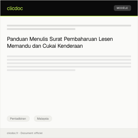Document preview: Pembaharuan Lesen Memandu dan Cukai Kenderaan Tahunan — Pentadbiran, Malaysia