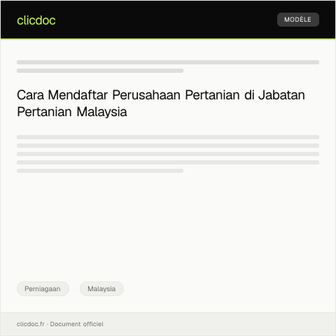 Document preview: Pendaftaran Perusahaan Pertanian di Jabatan Pertanian Malaysia — Perniagaan, Malaysia