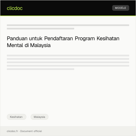 Document preview: Pendaftaran Program Kesihatan Mental — Kesihatan, Malaysia