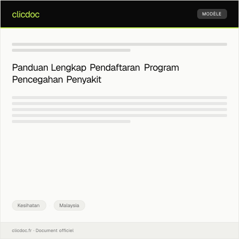 Document preview: Pendaftaran Program Pencegahan dan Kawalan Penyakit — Kesihatan, Malaysia