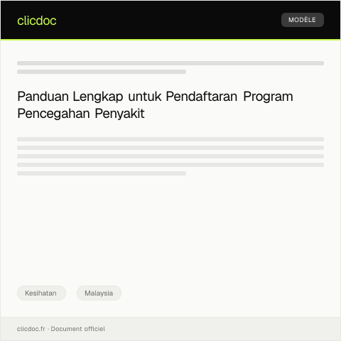 Document preview: Pendaftaran Program Pencegahan Penyakit — Kesihatan, Malaysia
