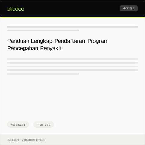 Document preview: Pendaftaran Program Pencegahan Penyakit — Kesehatan, Indonesia