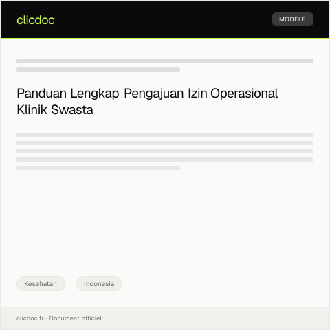 Document preview: Pengajuan Izin Operasional Klinik Swasta — Kesehatan, Indonesia
