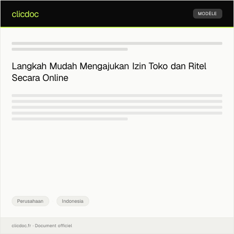 Document preview: Pengajuan Izin Pendirian Toko dan Ritel Secara Online — Perusahaan, Indonesia