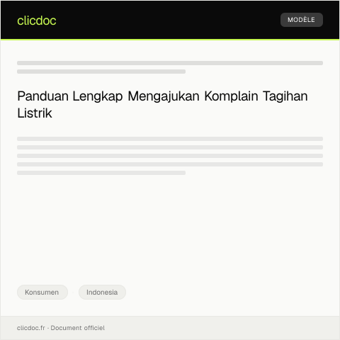 Document preview: Pengajuan Komplain terhadap Tagihan Listrik yang Tidak Sesuai — Konsumen, Indonesia