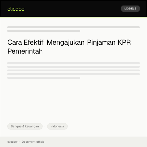 Document preview: Pengajuan Pinjaman KPR Pemerintah — Banque & keuangan, Indonesia