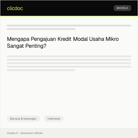 Document preview: Pengajuan Kredit Modal Usaha Mikro — Banque & keuangan, Indonesia