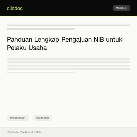 Document preview: Pengajuan Nomor Induk Berusaha (NIB) melalui Sistem Elektronik — Perusahaan, Indonesia