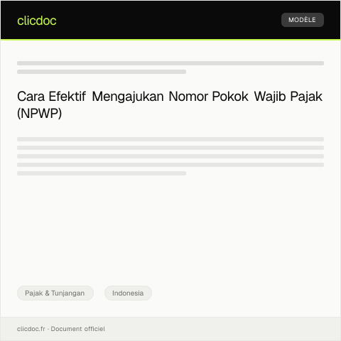 Document preview: Pengajuan Nomor Pokok Wajib Pajak (NPWP) — Pajak & Tunjangan, Indonesia
