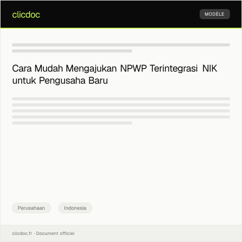 Document preview: Pengajuan NPWP Terintegrasi NIK untuk Pengusaha Baru — Perusahaan, Indonesia