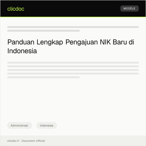 Document preview: Pengajuan Pembuatan Nomor Induk Kependudukan (NIK) Baru — Administrasi, Indonesia