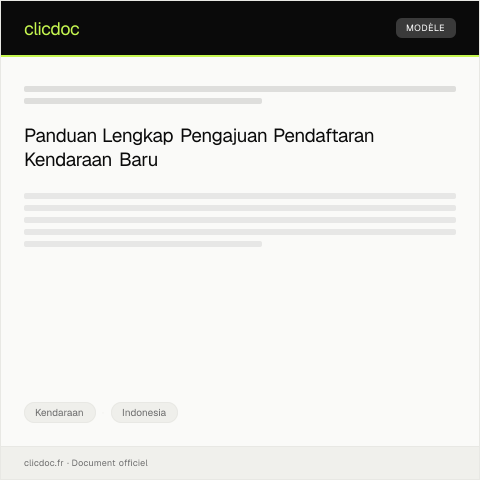 Document preview: Pengajuan Pendaftaran Kendaraan Baru — Kendaraan, Indonesia