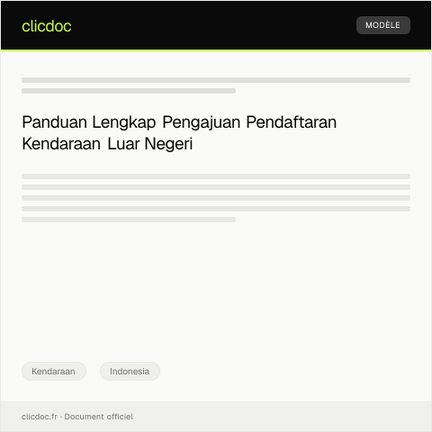 Document preview: Pengajuan Pendaftaran Kendaraan Luar Negeri — Kendaraan, Indonesia