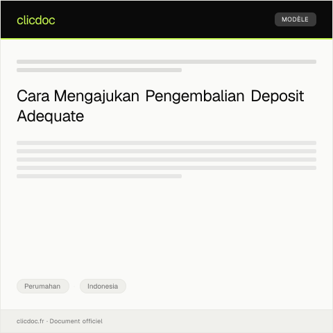 Document preview: Pengajuan Pengembalian Deposit Adequate — Perumahan, Indonesia