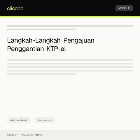 Document preview: Pengajuan Penggantian Kartu Identitas Elektronik (KTP-el) — Administrasi, Indonesia