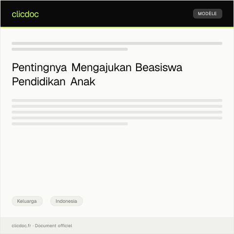 Document preview: Pengajuan Permohonan Beasiswa Pendidikan Anak — Keluarga, Indonesia