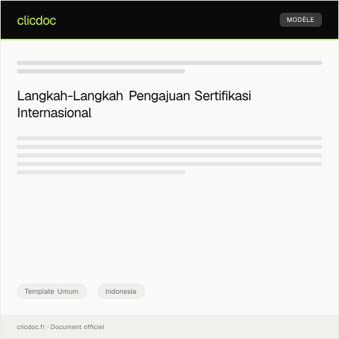 Document preview: Pengajuan Permohonan Sertifikasi Internasional — Template Umum, Indonesia