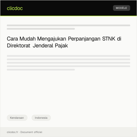 Document preview: Pengajuan Perpanjangan Surat Tanda Nomor Kendaraan (STNK) — Kendaraan, Indonesia