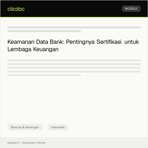 Document preview: Pengajuan Sertifikasi Keamanan Data Bank — Banque & keuangan, Indonesia
