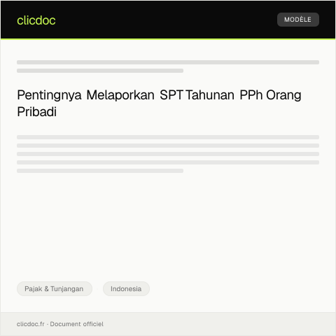 Document preview: Pengajuan SPT Tahunan PPh Orang Pribadi — Pajak & Tunjangan, Indonesia