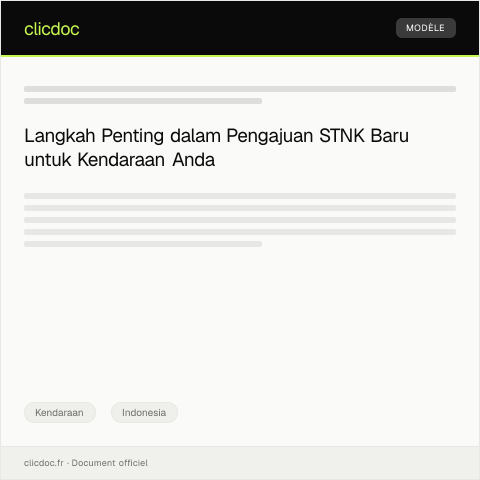 Document preview: Pengajuan Pembuatan Surat Tanda Nomor Kendaraan (STNK) Baru — Kendaraan, Indonesia