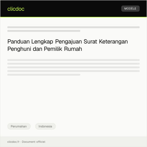 Document preview: Pengajuan Surat Keterangan Penghuni dan Pemilik Rumah — Perumahan, Indonesia