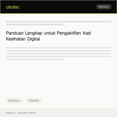 Document preview: Pengaktifan Kad Kesihatan Digital — Kesihatan, Malaysia